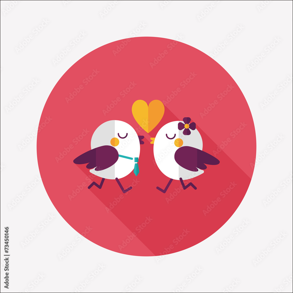 Valentine's Day lover bird flat icon with long shadow,eps10