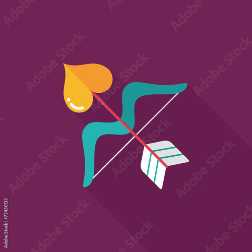 valentine's day Cupid bow and arrow flat icon with long shadow,e
