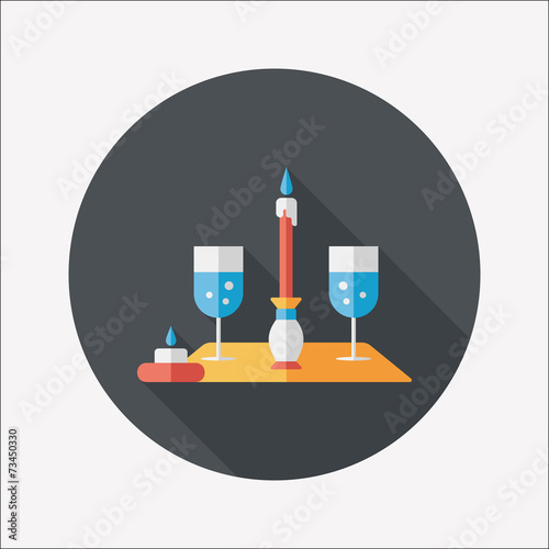 Valentine's day champagne flat icon with long shadow,eps10