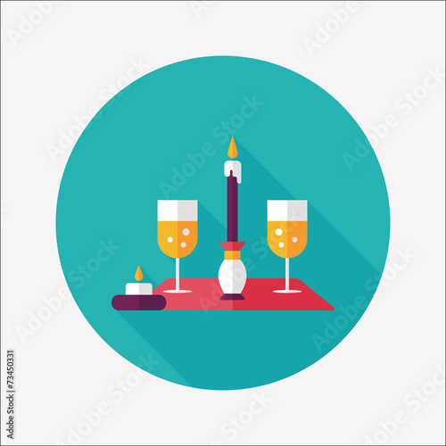 Valentine's day champagne flat icon with long shadow,eps10