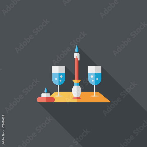 Valentine's day champagne flat icon with long shadow,eps10