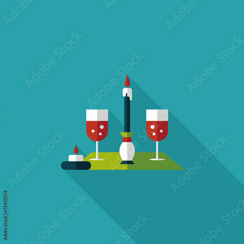 Valentine's day champagne flat icon with long shadow,eps10