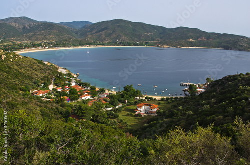 Greek coast landscape at morning near Sikia bay at Sithonia