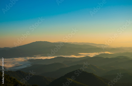 Early morning fog and cloud mountain