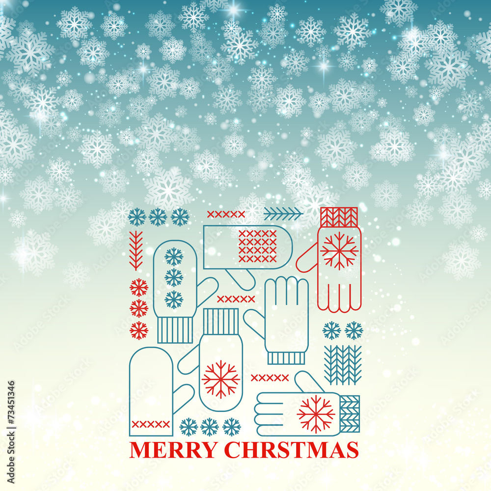 Merry Christmas snowflake retro background vector