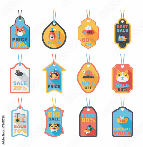 Pet tag flat banner design background set, eps10