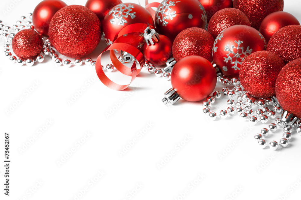 Christmas border with red ornament Christmas border with red ornament