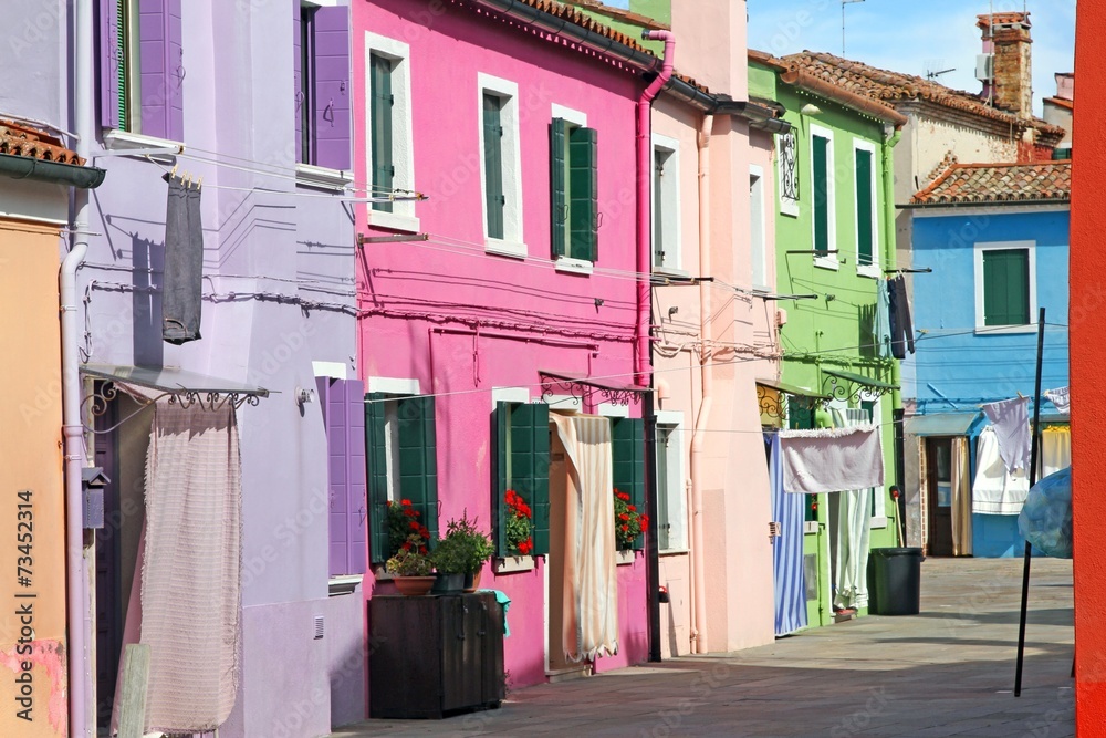 colorful houses on the island of BURANO near Venice in Italy