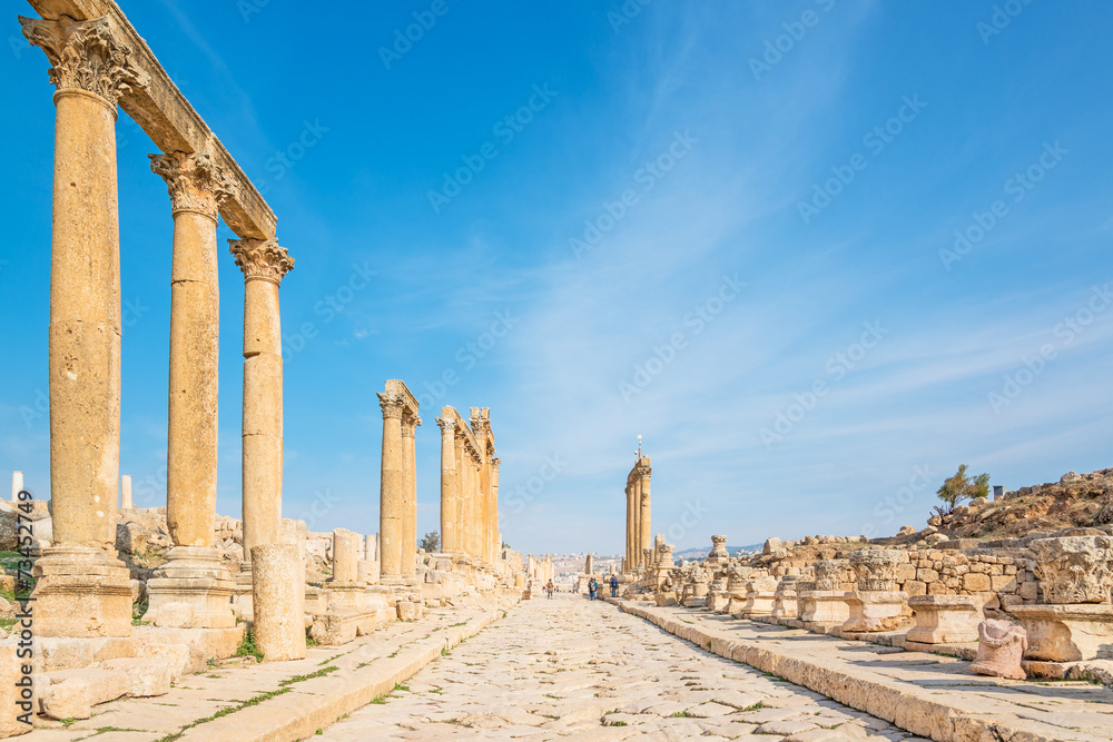 Ruins of the Greco Roman city of Gerasa in Jerash, Jordan