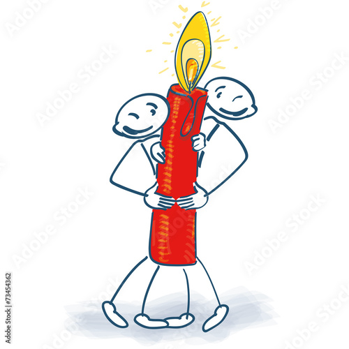 Strichmännchen mit Weihnachtskerze