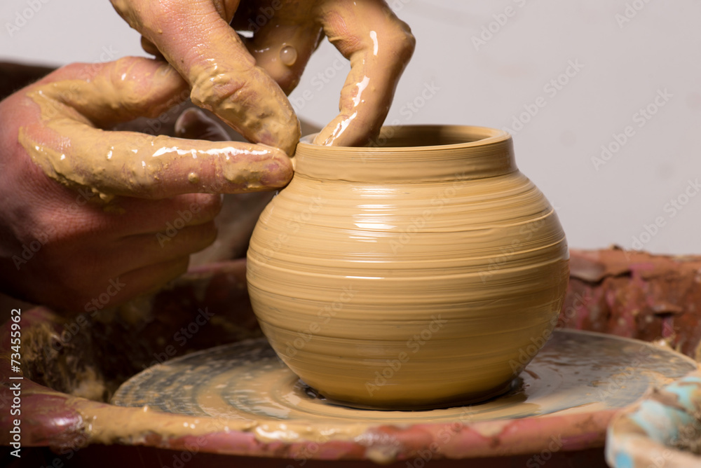 potter, creating an earthen jar potter, creating an earthen jar