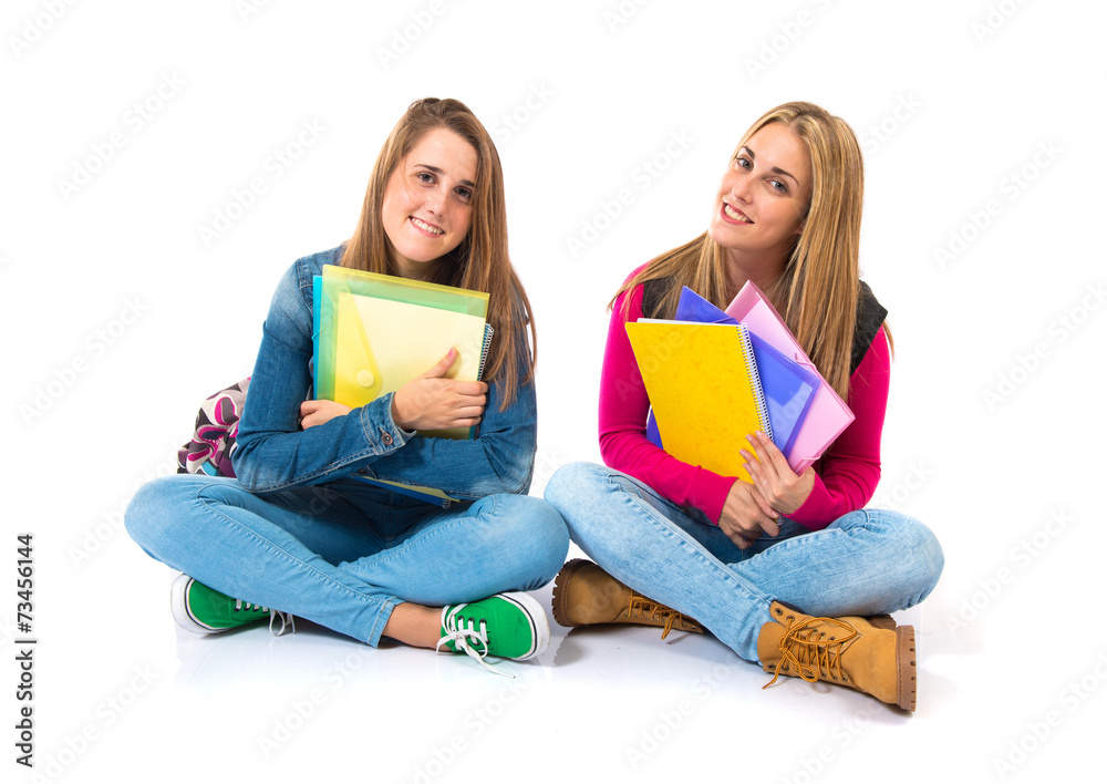 Student women over isolated white background Student women over isolated white background