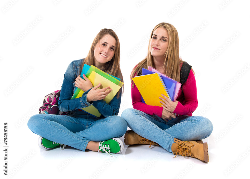 Student women over isolated white background Student women over isolated white background