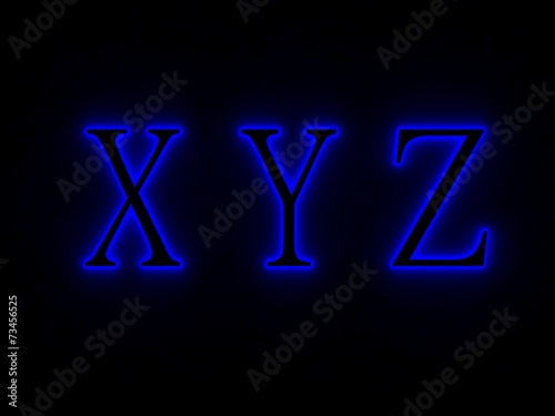 Obraz na płótnie Blue neon signs with letters of the alphabet. w salonie