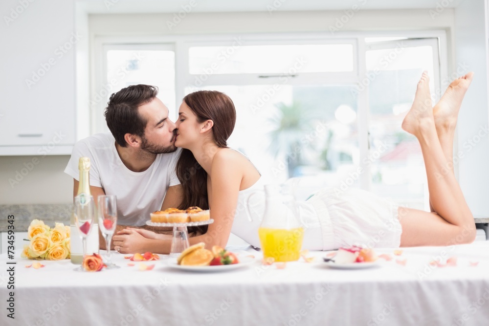 Young couple having a romantic breakfast