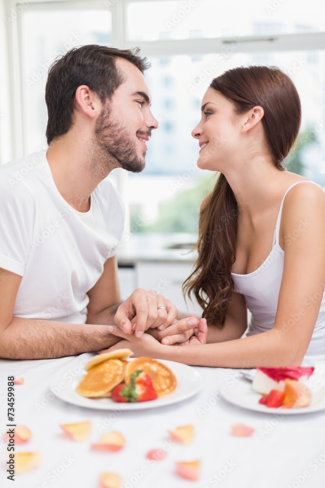 Young couple having a romantic breakfast