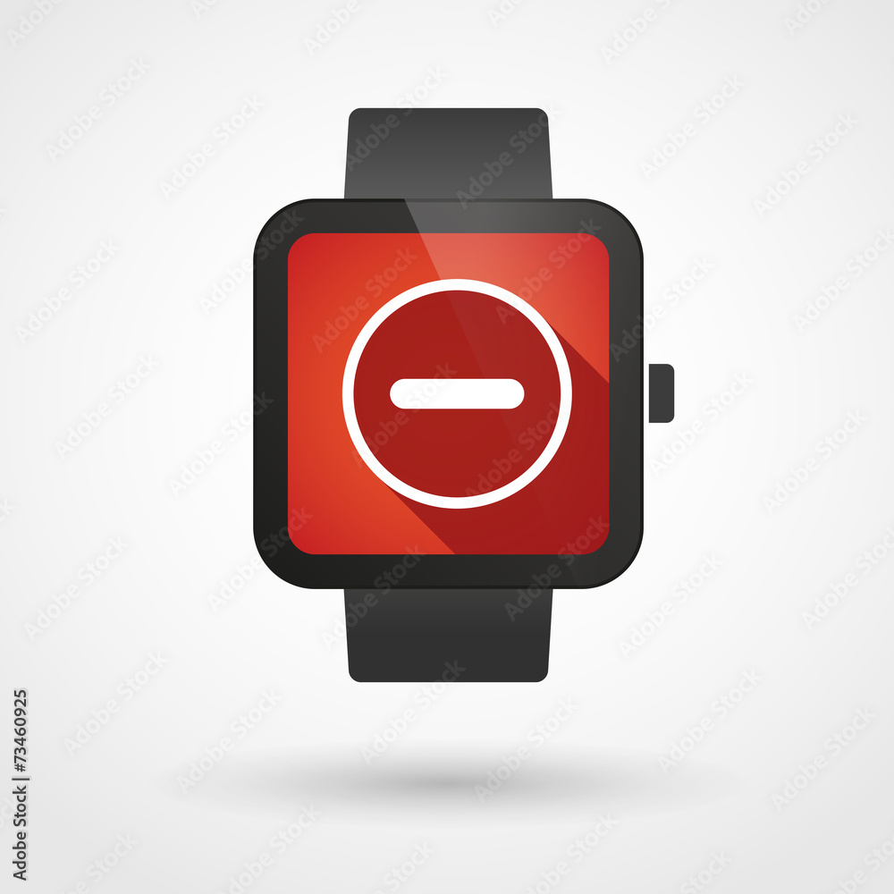 Smart watch displaying a subtraction sign Smart watch displaying a subtraction sign