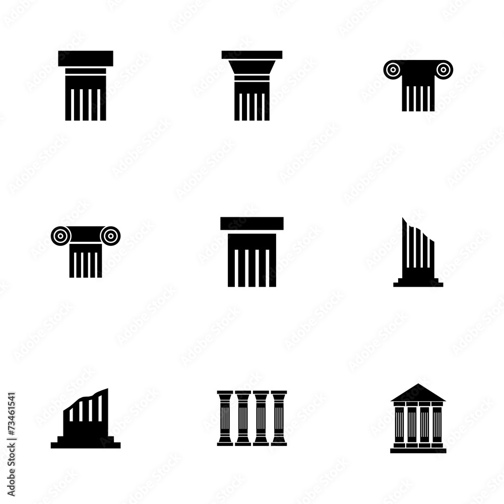 Vector black column icon set Vector black column icon set