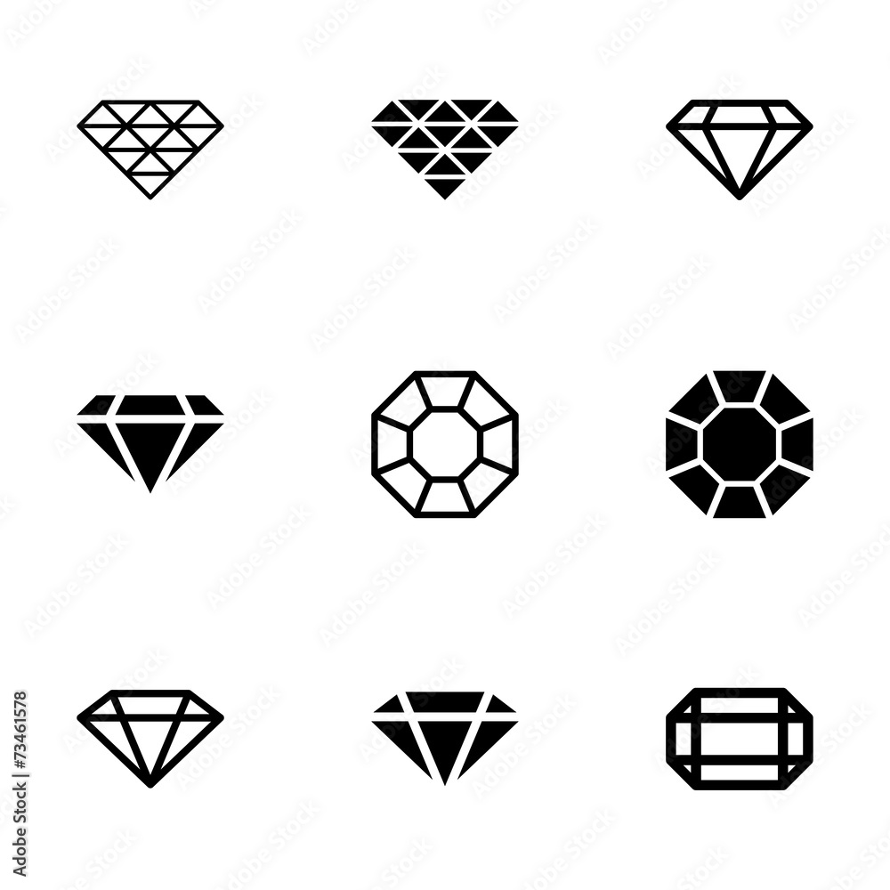 Vector black diamond icon set Stock Vector | Adobe Stock