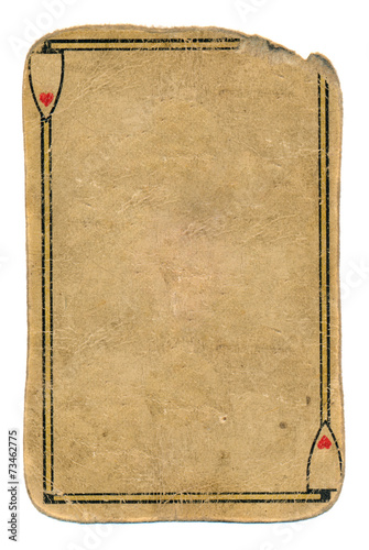 antique used playing card ace of hearts empty paper background