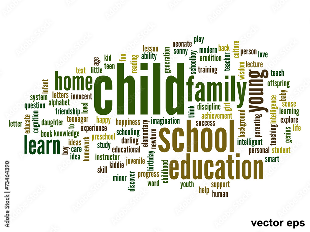 Vector conceptual child education word cloud Vector conceptual child education word cloud