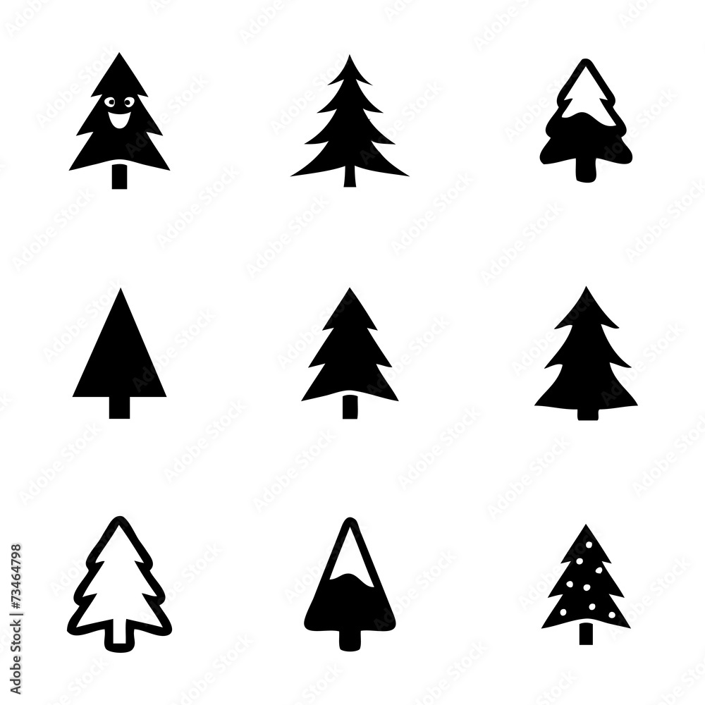 Vector cristmas trees icons set Vector cristmas trees icons set