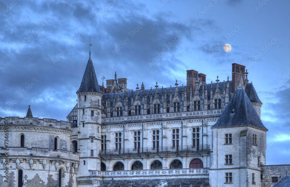 Amboise Castle with The Moon Above