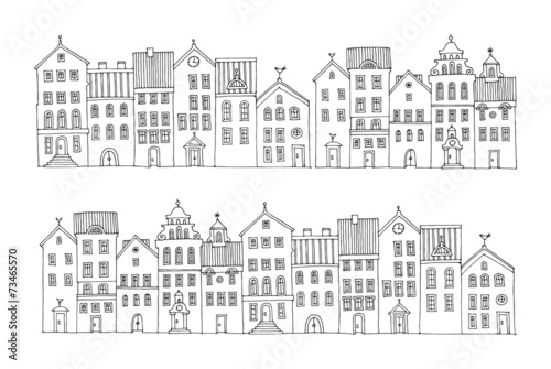 Hand drawing houses, vector