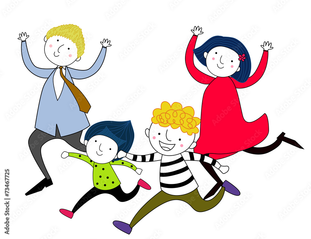 illustration of family running after each other illustration of family running after each other