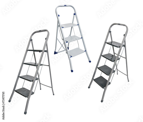 Collage, metal ladder isolated on white