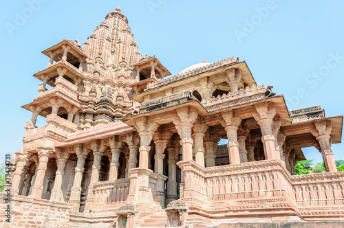 Ancient rock curved temples of Hindu Gods and godess