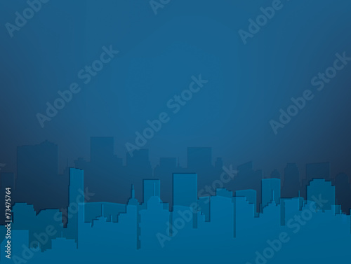 Vector abstract night city background in blue colors.