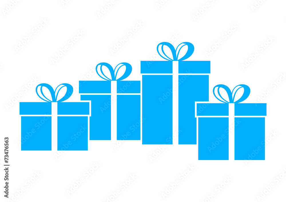 Blue gift icon on white background Blue gift icon on white background