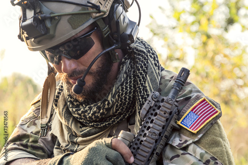 American Soldier looking down photo