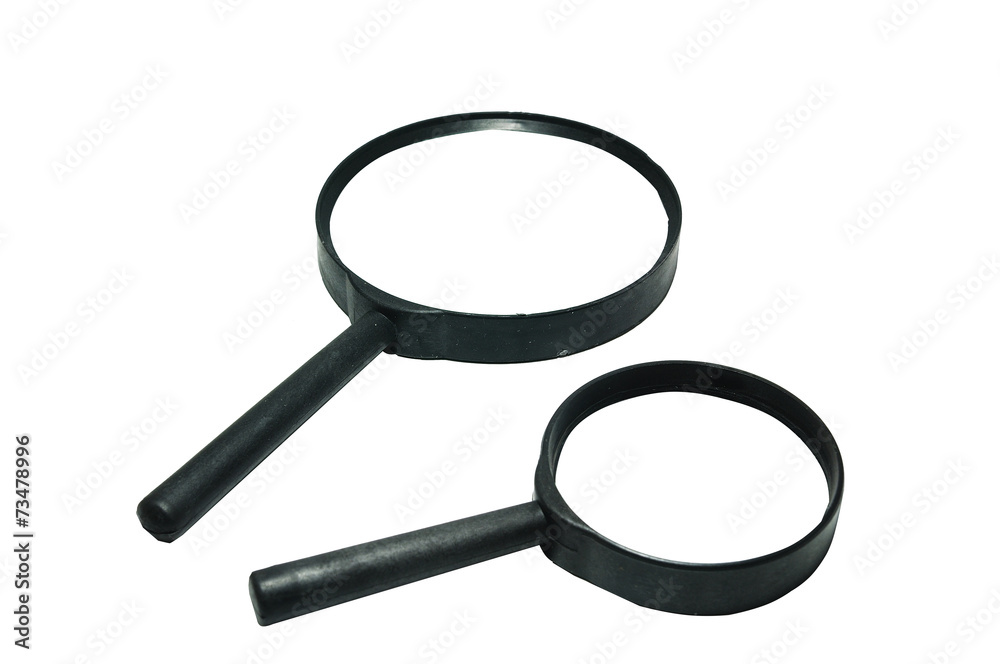 Double magnifying glasses on white background Double magnifying glasses on white background