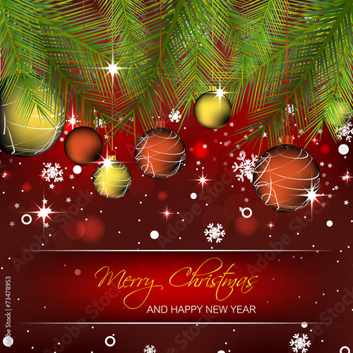 Christmas vector background with christmas balls and snowflakes