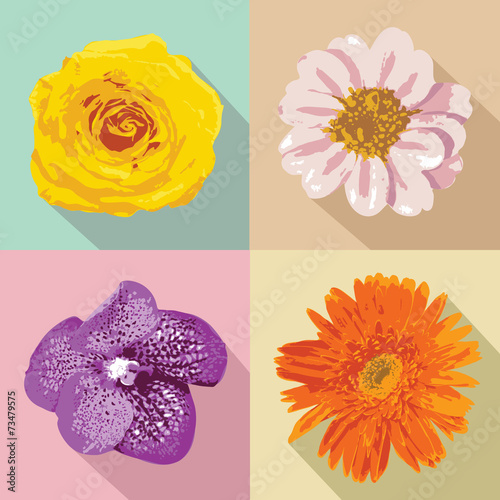 Fototapeta Naklejka Na Ścianę i Meble -  four flowers, vector illustration
