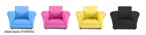 Four armchairs with the colors of four-color process