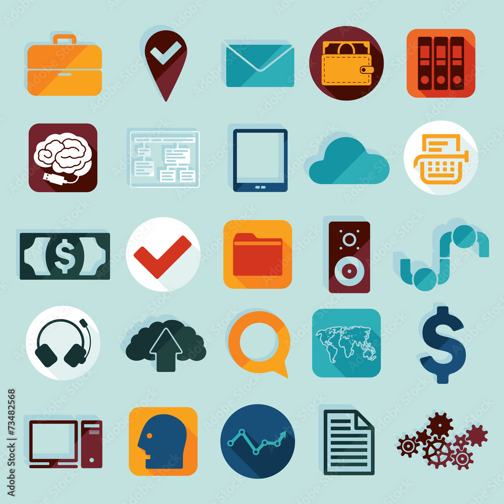 Set of business flat icons