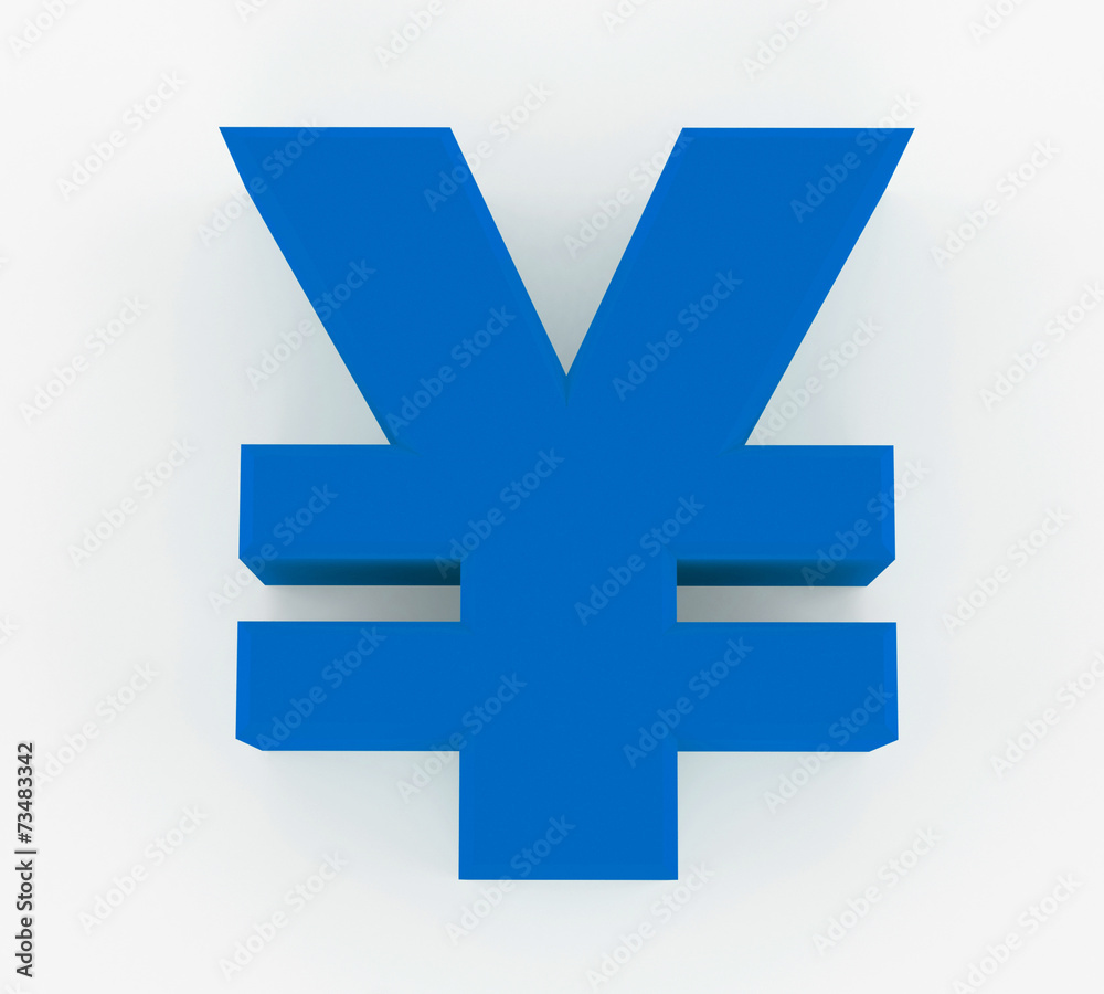 3D generated sign of Yen or Yuan 3D generated sign of Yen or Yuan
