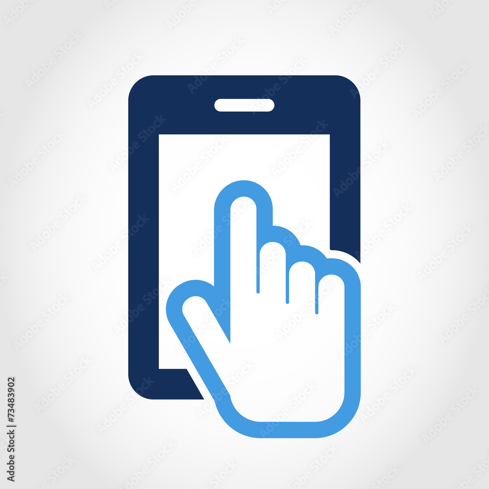 Vector logo design template. Touch screen smartphone icon. Hand Vector logo design template. Touch screen smartphone icon. Hand
