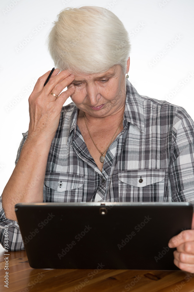woman working with tablet pc