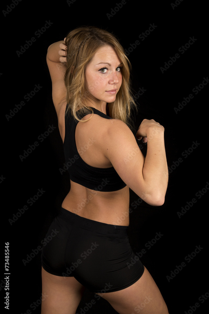 Naklejka premium woman black bra body back looking