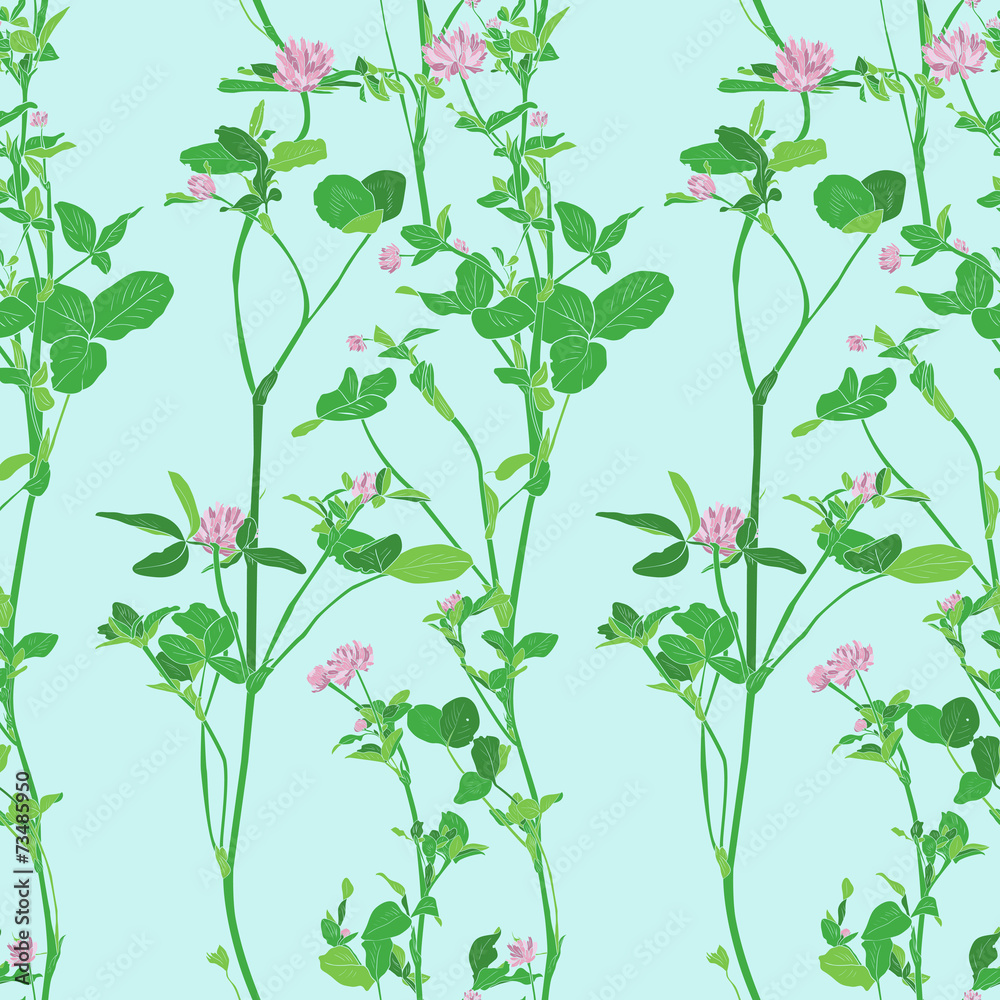 Vector seamless pattern with drawing clovers
