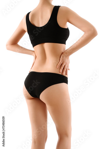 The woman's body on white background