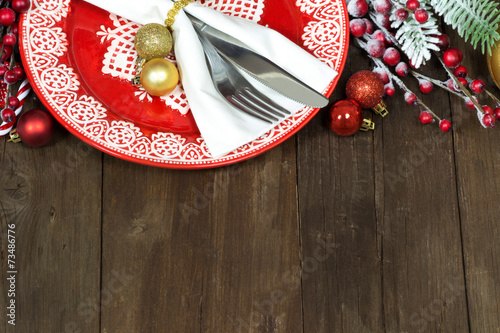 Christmas table setting photo