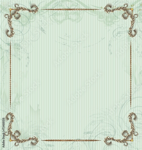 The  vintage background with old wallpaper and frame
