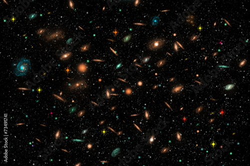 Fototapeta Naklejka Na Ścianę i Meble -  Cluster of Galaxies in deep space