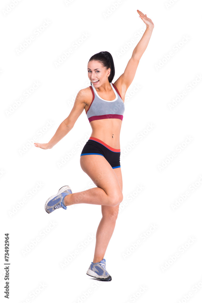 Young sports-looking nice lady with dark hair Young sports-looking nice lady with dark hair