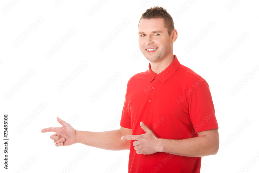 Excited man pointing Excited man pointing